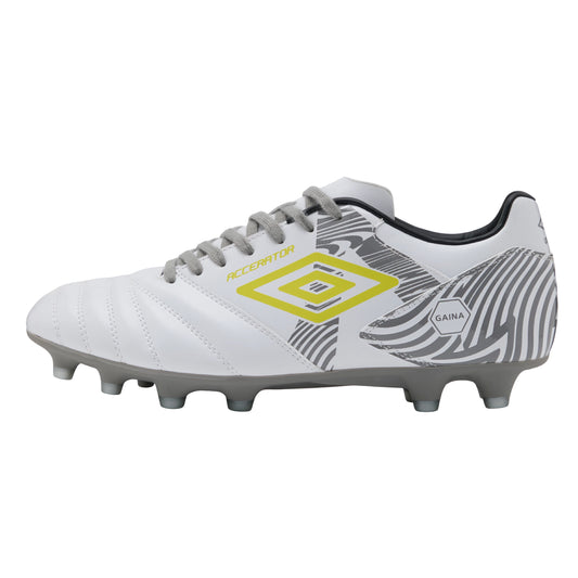 アンブロ アクセレイター +GAINA HG umbro ACCERATOR 2026年春夏 サッカー スパイク メンズ HG 天然芝 人工芝 土 ホワイト イエロー グレー uf6scsb2m