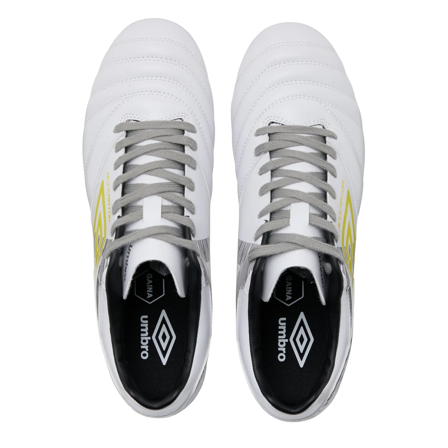 アンブロ アクセレイター +GAINA HG umbro ACCERATOR 2026年春夏 サッカー スパイク メンズ HG 天然芝 人工芝 土 ホワイト イエロー グレー uf6scsb2m