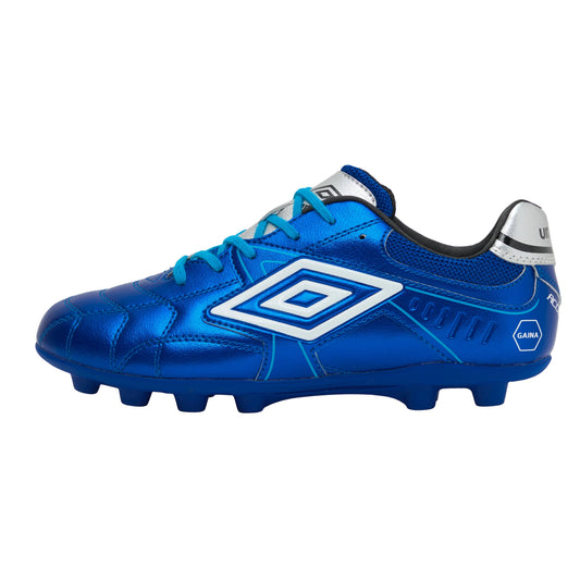 umbro アンブロ アクセレイター RB JR WIDE +GAINA HG ジュニア サッカースパイク ワイド 幅広 オールコート 天然芝 人工芝 土対応 ブルー×ホワイト uf6scsb5j