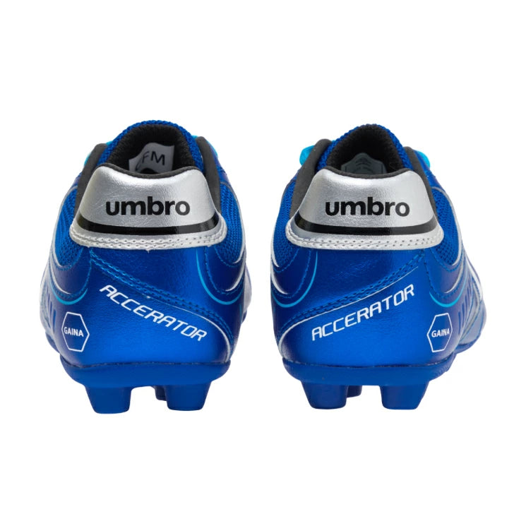 umbro アンブロ アクセレイター RB JR WIDE +GAINA HG ジュニア サッカースパイク ワイド 幅広 オールコート 天然芝 人工芝 土対応 ブルー×ホワイト uf6scsb5j