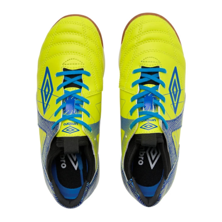 umbro アンブロ アクセレイター TR JR WIDE IN ジュニア サッカー インドアシューズ ワイド 幅広 体育館 フットサル対応 YLBL イエロー×ブルー uf6scsf1j