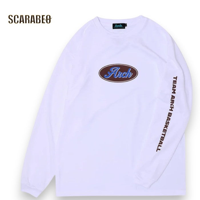 Arch アーチ oval logo L/S tee DRY ホワイト 長袖Tシャツ t324-116
