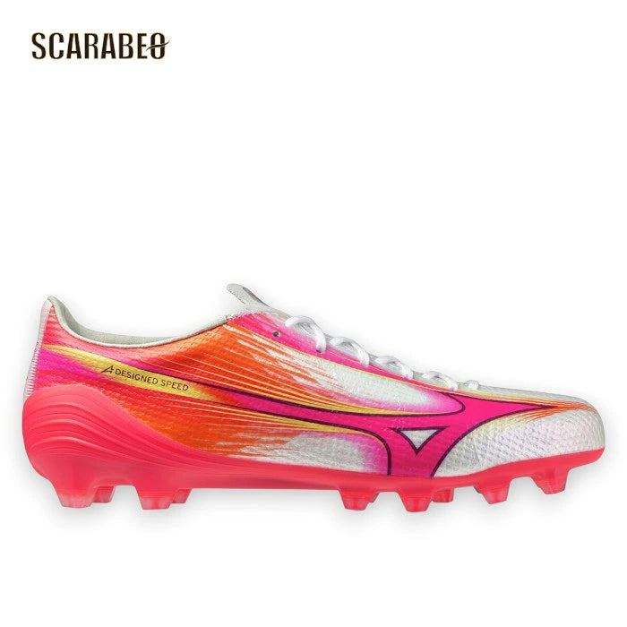 ミズノ アルファIII JAPAN 64 ホワイト×ピンク サッカースパイク 固定式 日本製 2E ノーマル 軽量 195g BLAZING FLAIR PACK P1GA266064