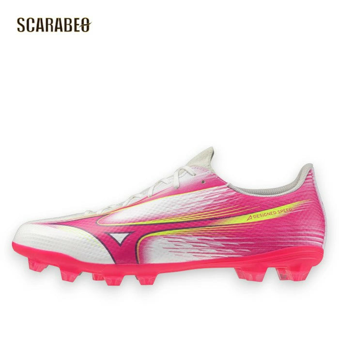 ミズノ アルファIII SELECT 64 ホワイト×ピンク サッカースパイク 固定式 3E ワイド エントリーモデル BLAZING FLAIR PACK p1ga266564