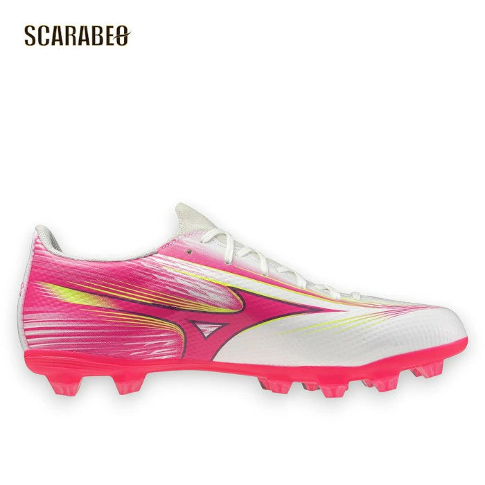 ミズノ アルファIII SELECT 64 ホワイト×ピンク サッカースパイク 固定式 3E ワイド エントリーモデル BLAZING FLAIR PACK p1ga266564
