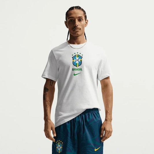 ブラジル代表 2026 クレスト Tシャツ ホワイト サッカー レプリカ 応援 グッズ メンズ レディース ih2174-100