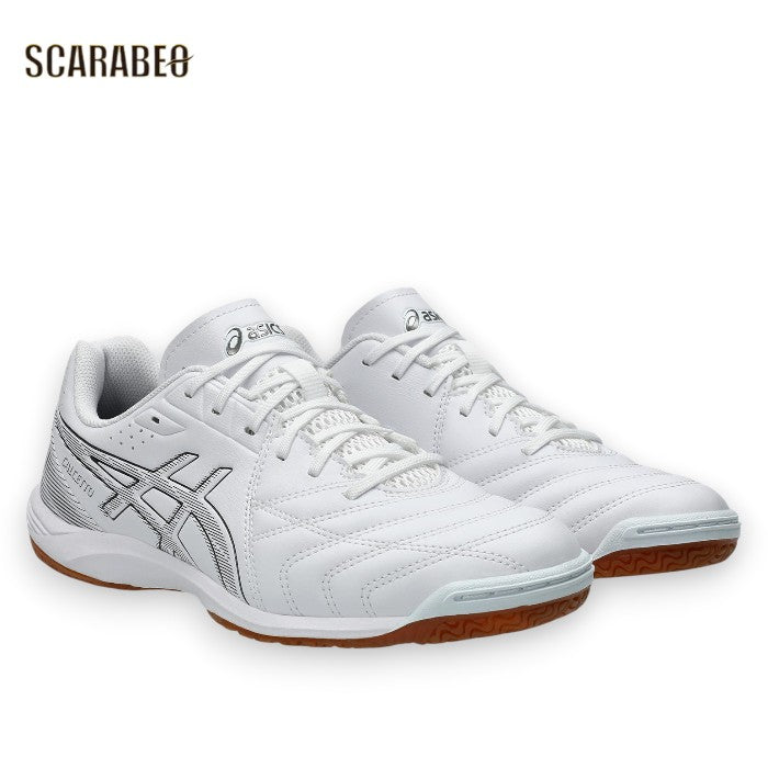 アシックス カルチェット WD 9 ワイド フットサルシューズ インドア用 asics CALCETTO WD 9 室内用 幅広 3E相当 メンズ レディース ホワイト ガンメタル 1113a037-103
