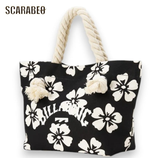 BILLABONG ビラボン レディース ESSENTIAL BEACH BAG トートバッグ ミニトート 総柄 SURF CAPSULE ロープハンドル コットンキャンバス BPB 2026春夏モデル bg013930