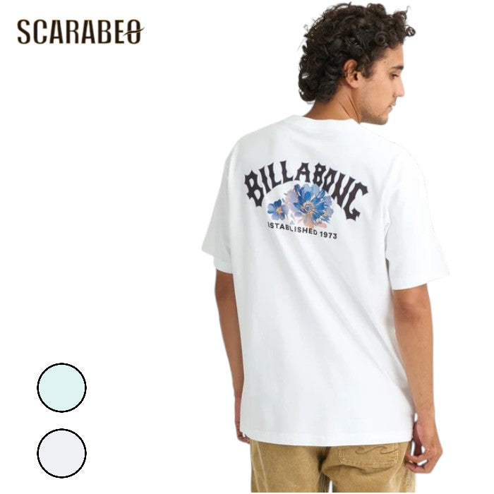 BILLABONG ビラボン メンズ OVER FIT THEME ARCH Tシャツ 半袖 オーバーサイズ バックプリント ロゴT フラワー WHT BFW0 2026春夏モデル bg011208