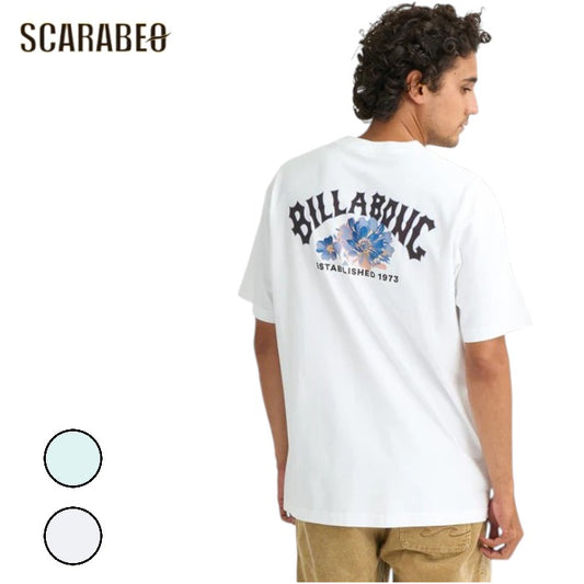 BILLABONG ビラボン メンズ OVER FIT THEME ARCH Tシャツ 半袖 オーバーサイズ バックプリント ロゴT フラワー WHT BFW0 2026春夏モデル bg011208