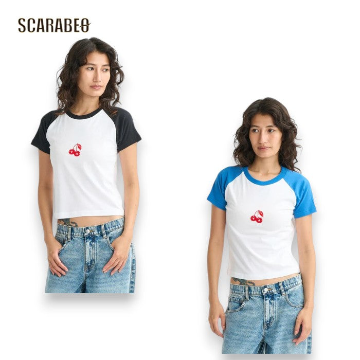RVCA ルーカ レディース ROAM RAGLAN CROPPED SS BABY TEE クロップドTシャツ 半袖 ラグラン チェリープリント ベビーフィット 2026春夏モデル bg043204