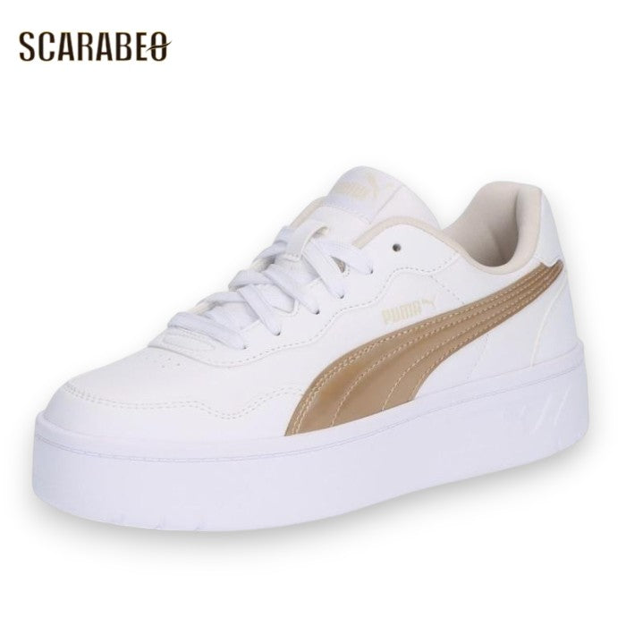 プーマ 厚底スニーカー レディース コートラリースカイメタル 405077-01 ホワイト ゴールド PUMA スニーカー 厚底 シューズ 405077-01