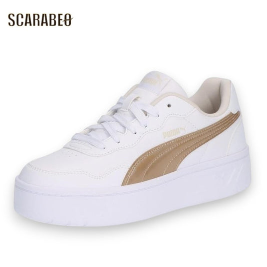 プーマ 厚底スニーカー レディース コートラリースカイメタル 405077-01 ホワイト ゴールド PUMA スニーカー 厚底 シューズ 405077-01