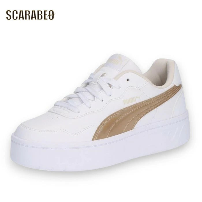 プーマ 厚底スニーカー レディース コートラリースカイメタル 405077-01 ホワイト ゴールド PUMA スニーカー 厚底 シューズ 405077-01