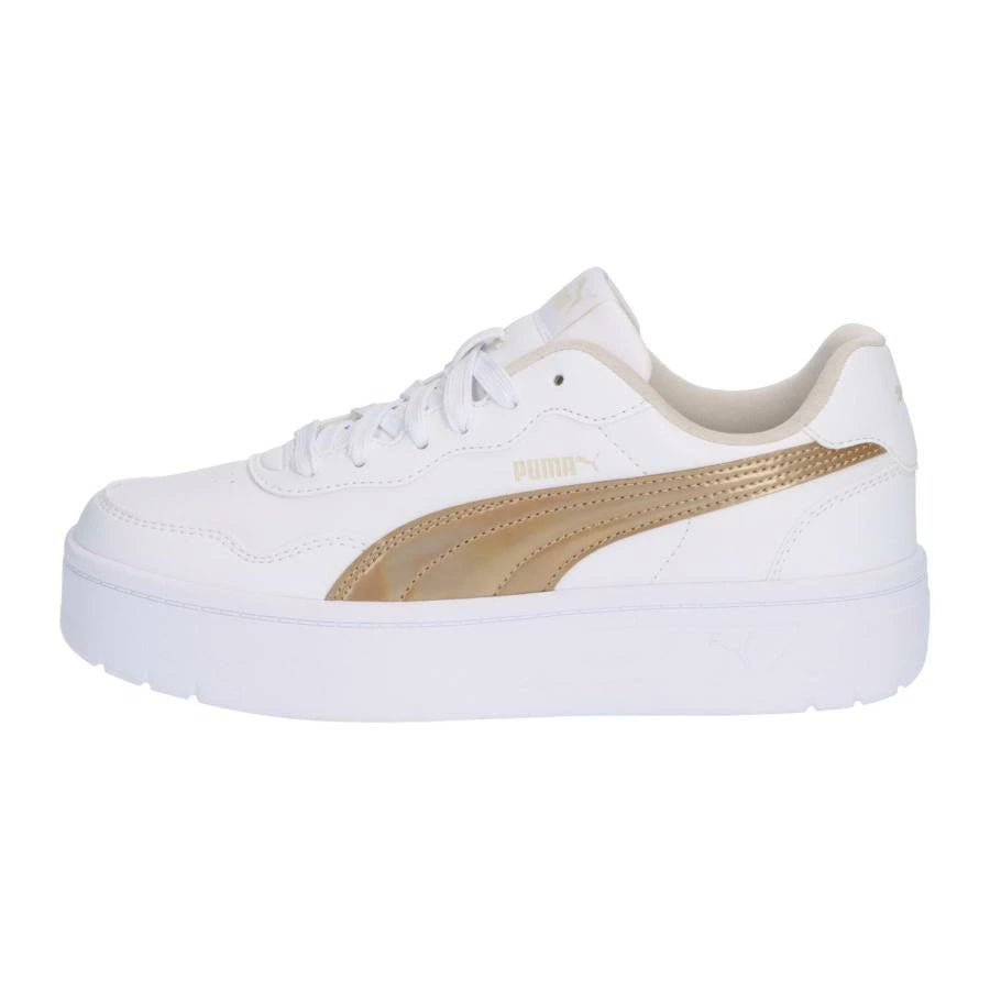 プーマ 厚底スニーカー レディース コートラリースカイメタル 405077-01 ホワイト ゴールド PUMA スニーカー 厚底 シューズ 405077-01