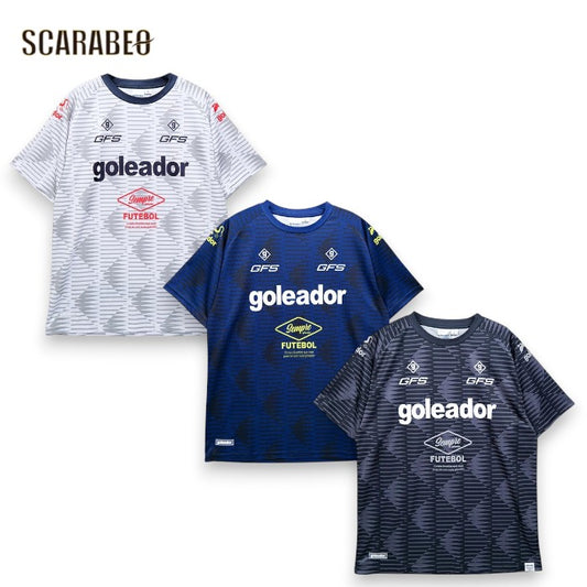 goleador ゴレアドール ジオメトリック プラクティスシャツ  メンズ ジュニア サッカー フットサル 半袖 トレーニングウェア ゲームシャツ風 吸汗速乾 2026SS g-2681