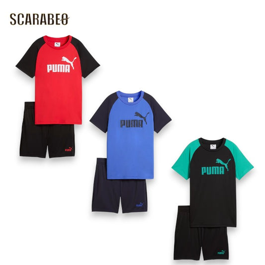 PUMA プーマ ジュニア Tシャツ ハーフパンツ 上下セット 687868 キッズ セットアップ 半袖 ショーツ 吸汗速乾 DRY CELL ビッグロゴ スポーツウェア 2026SS