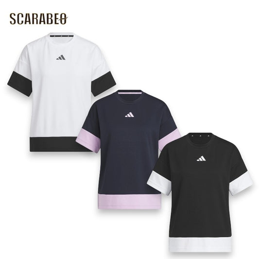 adidas アディダス 半袖Tシャツ MUSTHAVES カラーブロック ルーズフィット メンズ CLIMACOOL 吸汗速乾 ダブルニット スポーツウェア 2026SS tj079
