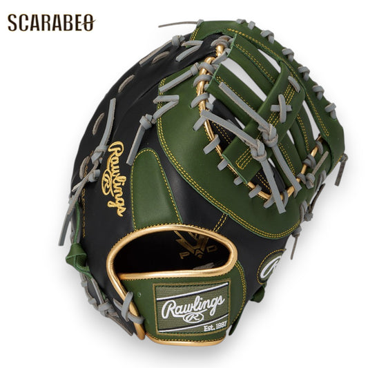 ローリングス 軟式 ファーストミット HYPER TECH COLOR SYNC M535 一塁手用 11.75インチ 即使用 ブラック/MLグリーン Rawlings gr6htcm535