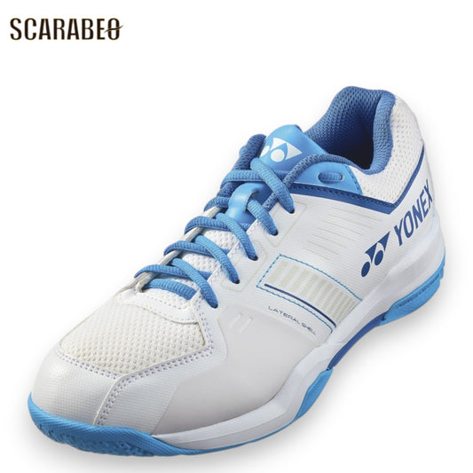 YONEX ヨネックス バドミントンシューズ パワークッション ストライダー フロー SHBSF1 メンズ レディース 3E 幅広 初心者 中級者 ホワイト ブルー 室内シューズ shbsf1-207