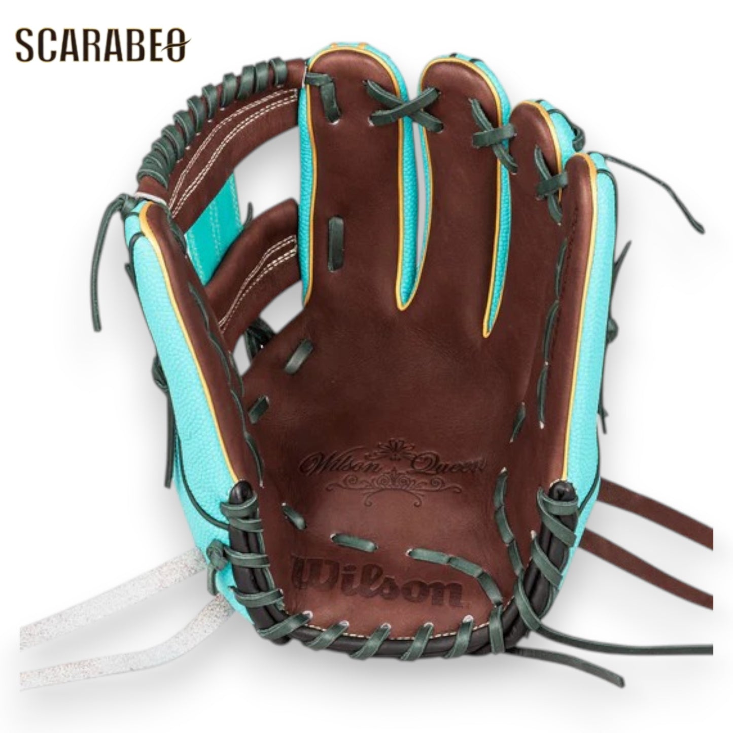 Wilsonウイルソン女子ソフトボールグラブQueenDUAL内野手用87Dブラウン×ティールSS女性用グローブデュアル小指2本入れ推奨親指パッド内野用ソフトボール用wbw104496