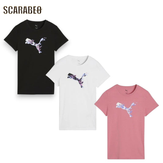 PUMA プーマ GRAPHICS フローラル キャット Tシャツ レディース 半袖Tシャツ スポーツウェア カジュアル コットン マルチスポーツ