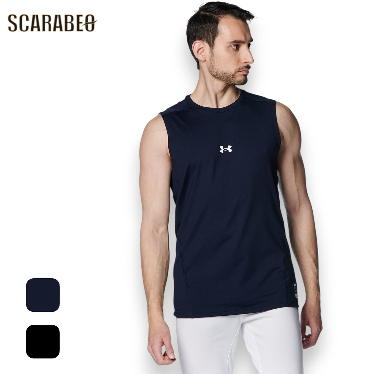 UNDER ARMOUR アンダーアーマー UAヒートギア コンフォート フィッティド スリーブレス クルーネック シャツ メンズ 野球 アンダーシャツ ノースリーブ 学生野球対応 吸汗速乾 1384733