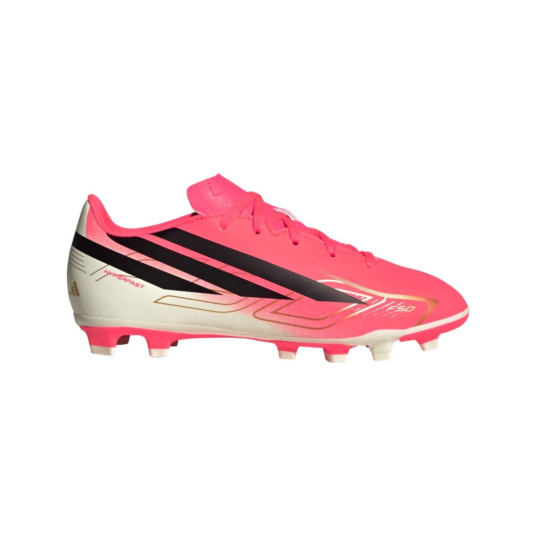 アディダス F50 ハイパーファスト CLUB FxG ジュニア サッカースパイク ピンク ブラック ゴールド 土 人工芝 天然芝対応 adidas F50 HYPERFAST CLUB FxG JR kk1307