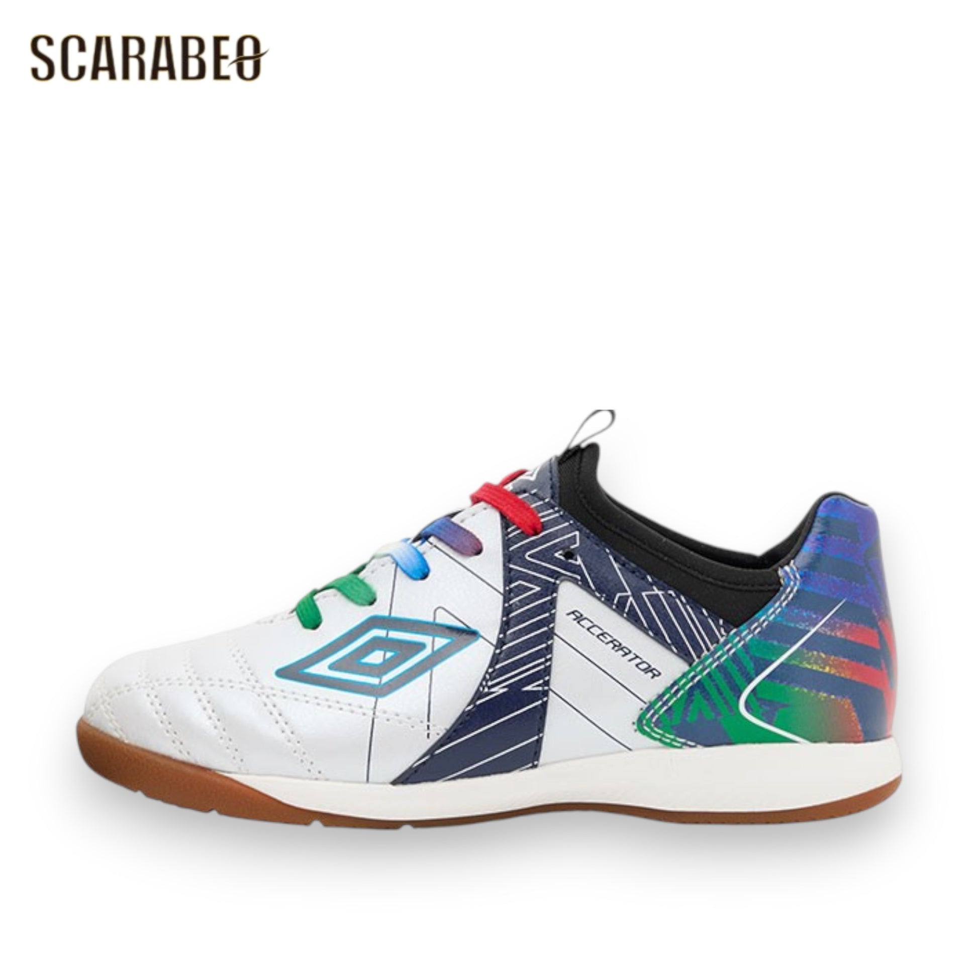 アンブロ ジュニア アクセレイター TR JR WIDE IN RK ホワイト×ネイビー UMBRO フットサルシューズ インドアシューズ ワイド 子供用 uf6scsf2j