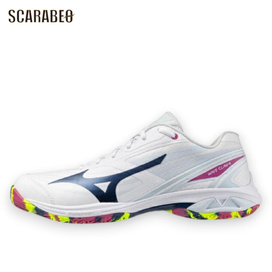 ミズノ ウエーブクロー4 バドミントンシューズ 3E ワイド ホワイト×アイスブルー MIZUNO WAVE CLAW 4 71ga264302