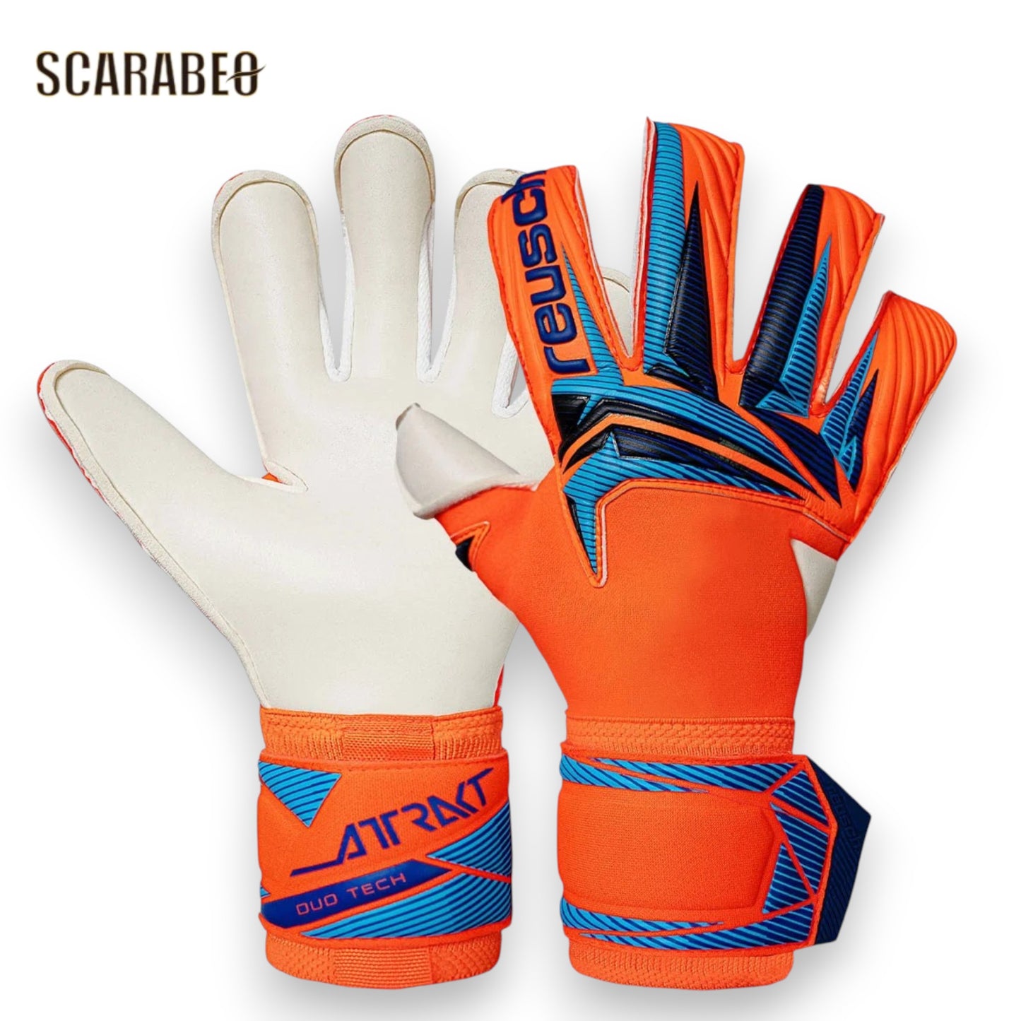 ロイシュ アトラクト デュオ エボリューション ジュニア ゴールキーパーグローブ Reusch ATTRAKT DUO EVOLUTION GKグローブ キーパーグローブ ショッキングオレンジ ブルー 5670054-2290