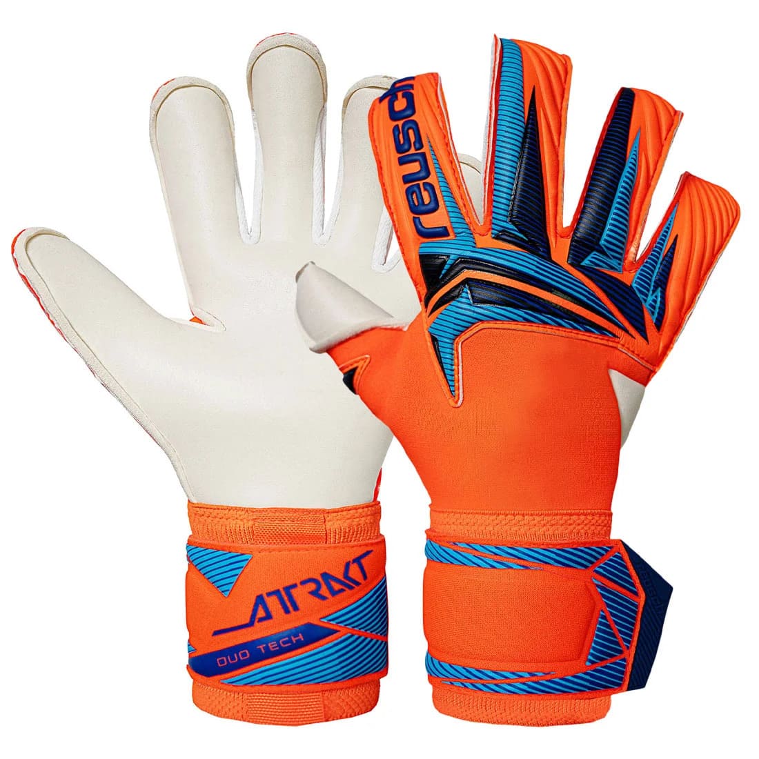 ロイシュ アトラクト デュオ エボリューション ジュニア ゴールキーパーグローブ Reusch ATTRAKT DUO EVOLUTION GKグローブ キーパーグローブ ショッキングオレンジ ブルー 5670054-2290