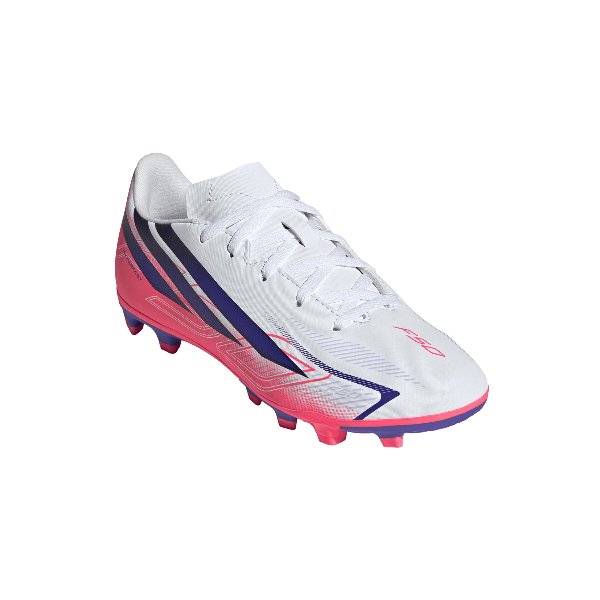 アディダス F50 HYPERFAST CLUB FxG J KK1308 adidas ジュニア サッカースパイク ホワイト ソーラーパープル 土 人工芝 天然芝 F50 ハイパーファスト キッズ kk1308