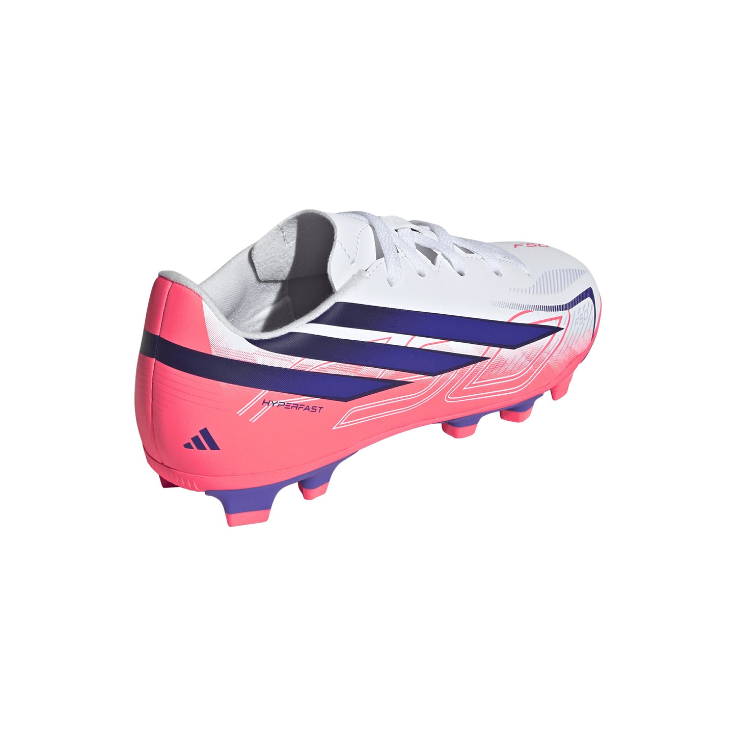 アディダス F50 HYPERFAST CLUB FxG J KK1308 adidas ジュニア サッカースパイク ホワイト ソーラーパープル 土 人工芝 天然芝 F50 ハイパーファスト キッズ kk1308