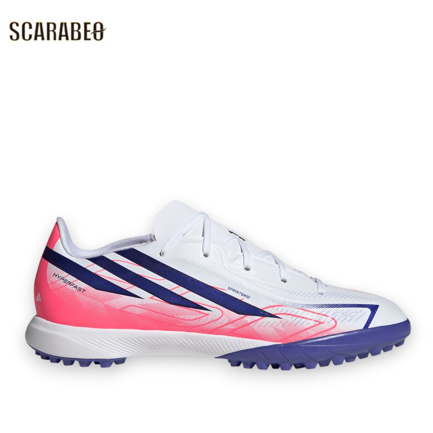 アディダス F50 ハイパーファスト LEAGUE TF ジュニア adidas F50 HYPERFAST LEAGUE TF J トレーニングシューズ サッカー ターフ ホワイト パープル ピンク kk1321