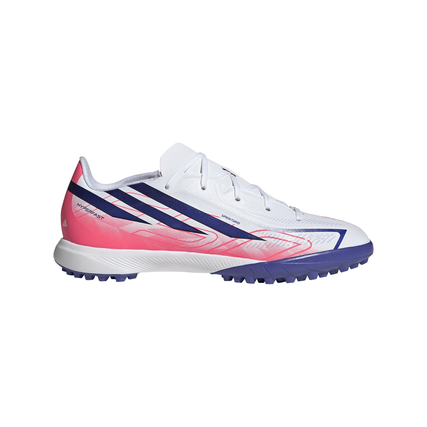 アディダス F50 ハイパーファスト LEAGUE TF ジュニア adidas F50 HYPERFAST LEAGUE TF J トレーニングシューズ サッカー ターフ ホワイト パープル ピンク kk1321