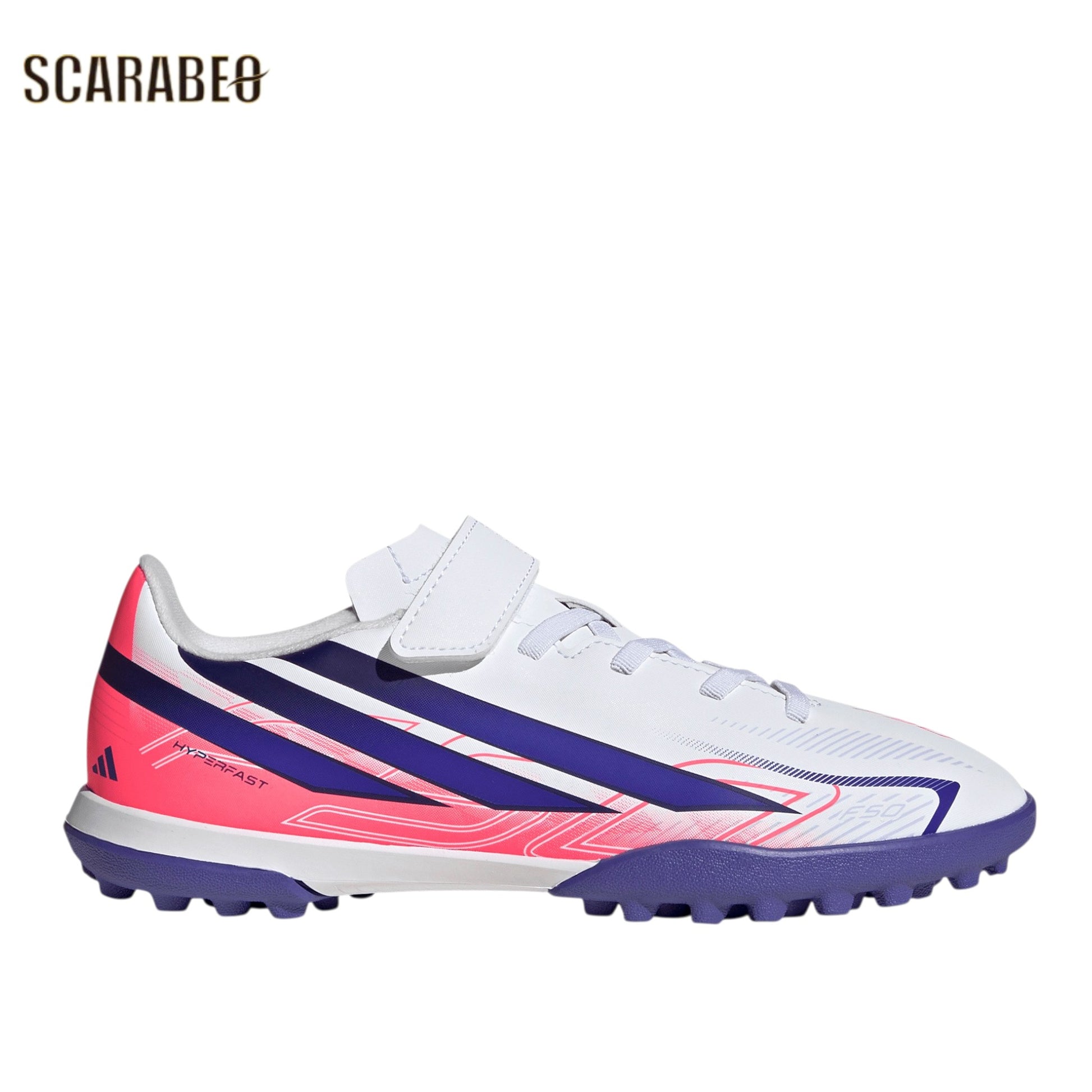 アディダス F50 ハイパーファスト CLUB H&L TF ジュニア adidas F50 HYPERFAST CLUB H&L TF J トレーニングシューズ サッカー ターフ ホワイト パープル ピンク キッズ kk1337