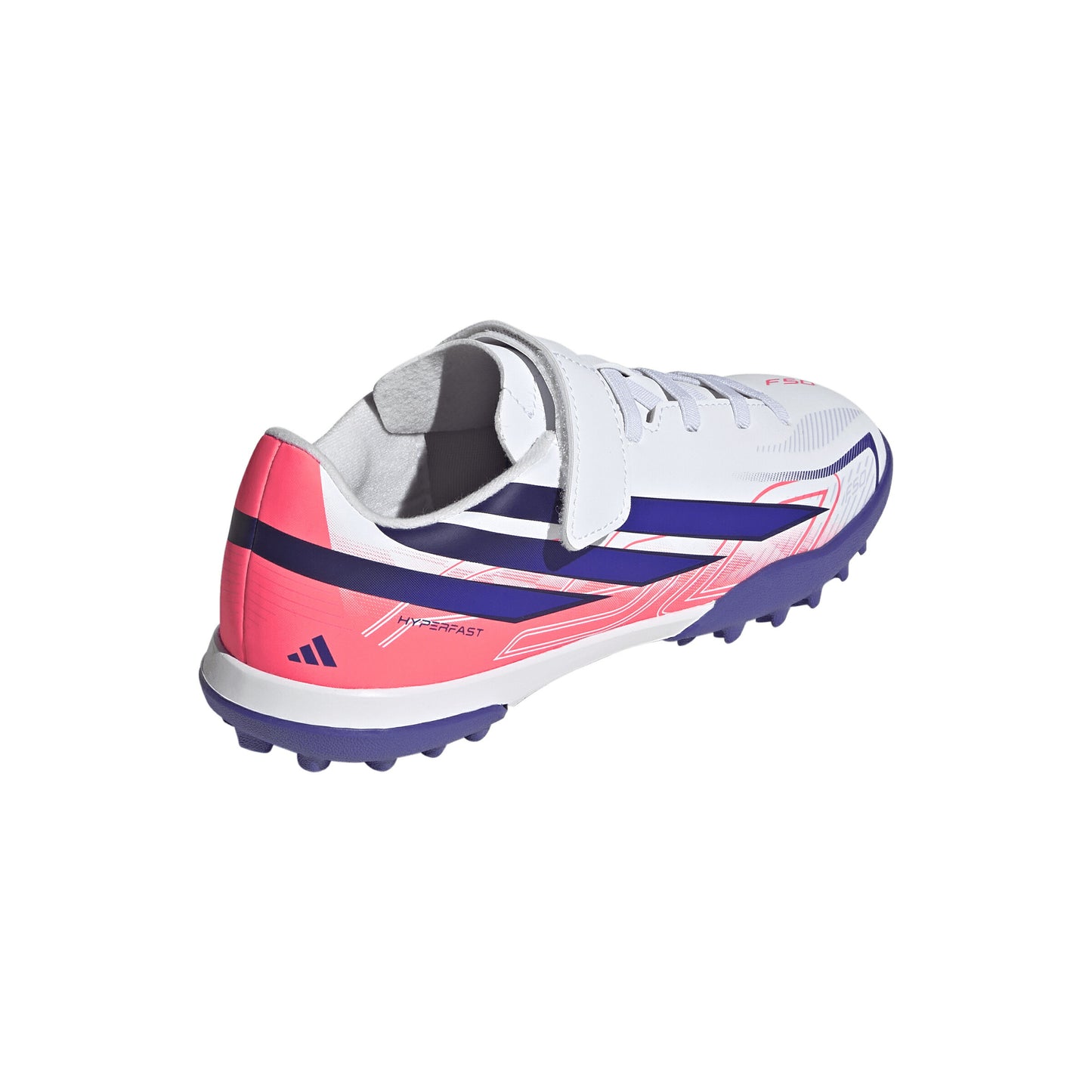 アディダス F50 ハイパーファスト CLUB H&L TF ジュニア adidas F50 HYPERFAST CLUB H&L TF J トレーニングシューズ サッカー ターフ ホワイト パープル ピンク キッズ kk1337