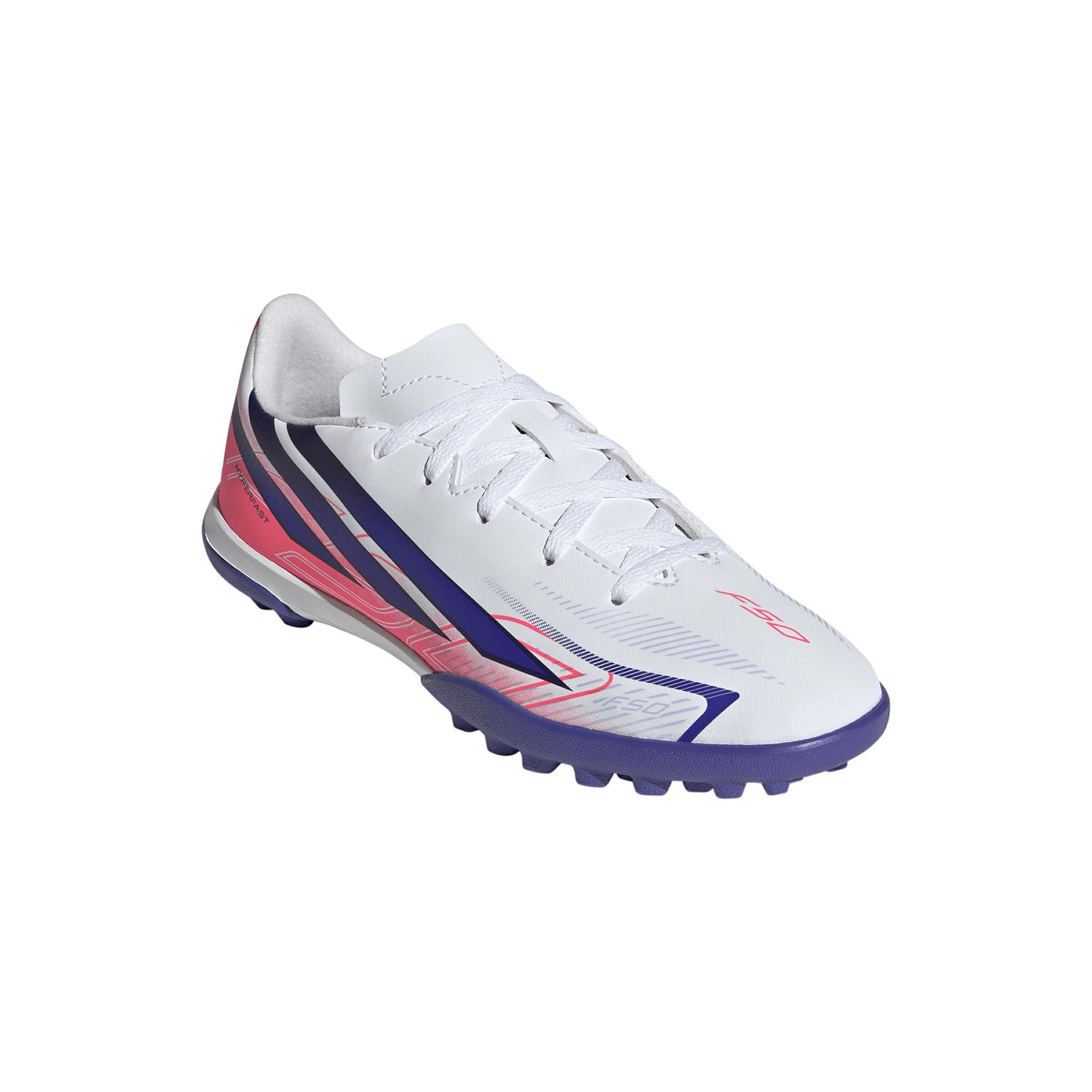 アディダス F50 HYPERFAST CLUB TF J KK1368 adidas ジュニア トレーニングシューズ サッカー ターフ ホワイト ソーラーパープル ソーラーターボ キッズ kk1368