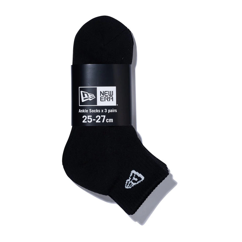 ニューエラ ソックス アンクル 3ペア ブラック NEW ERA 靴下 3足組 アンクルソックス メンズ レディース ジュニア 黒 14518191