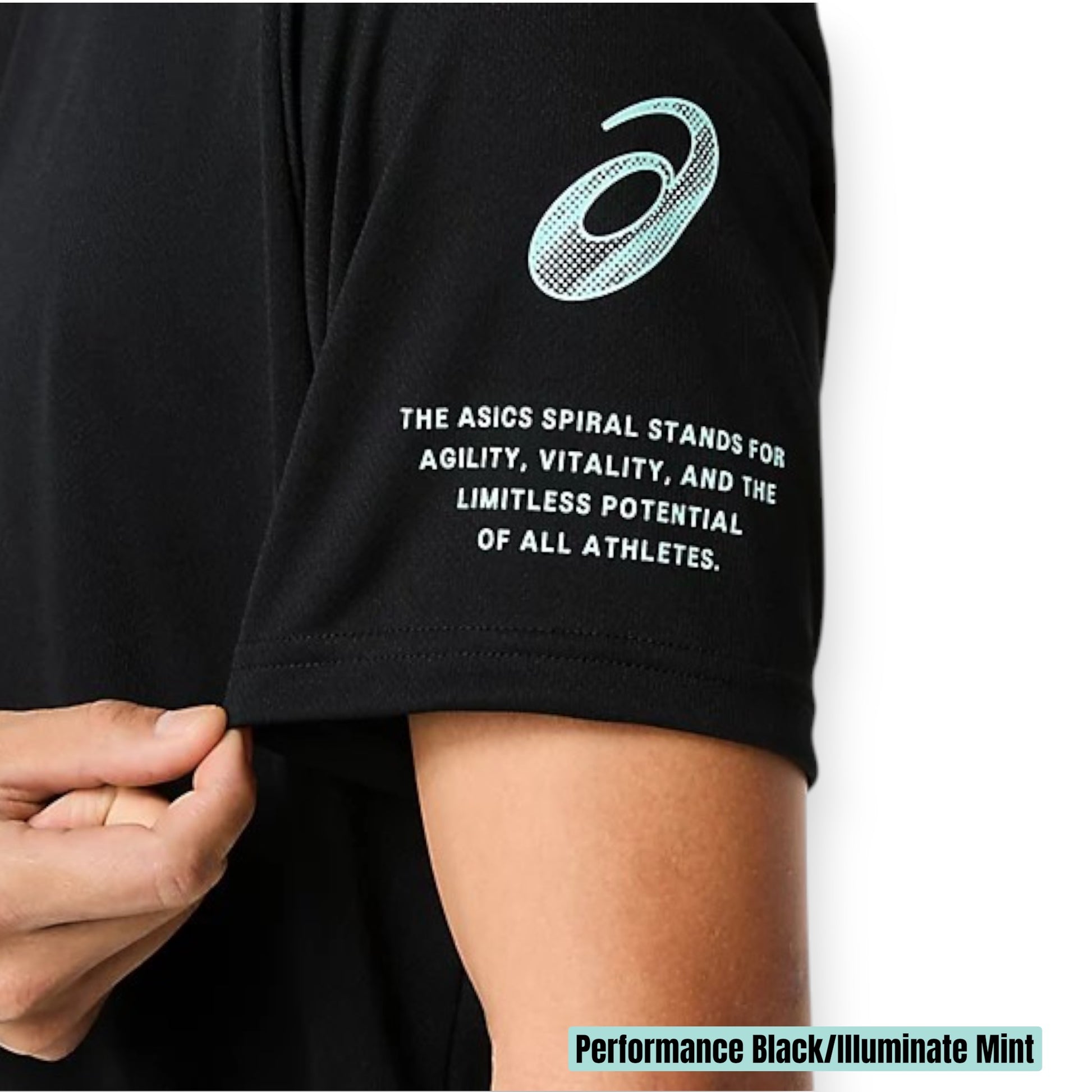 アシックス ドライロゴグラフィックTシャツ 半袖 ASICS メンズ スポーツウェア 吸汗速乾 Performance Black Illuminate Mint ブラック 2033c184-001