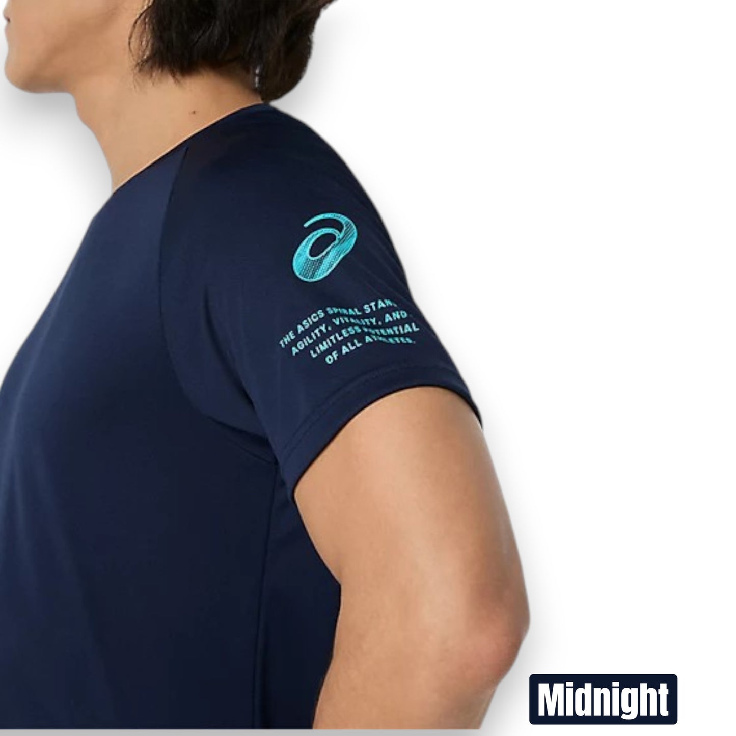 アシックス ドライロゴグラフィックTシャツ Midnight ASICS 半袖 Tシャツ メンズ スポーツウェア 吸汗速乾 ドライ ランニング トレーニング 2033c184-400
