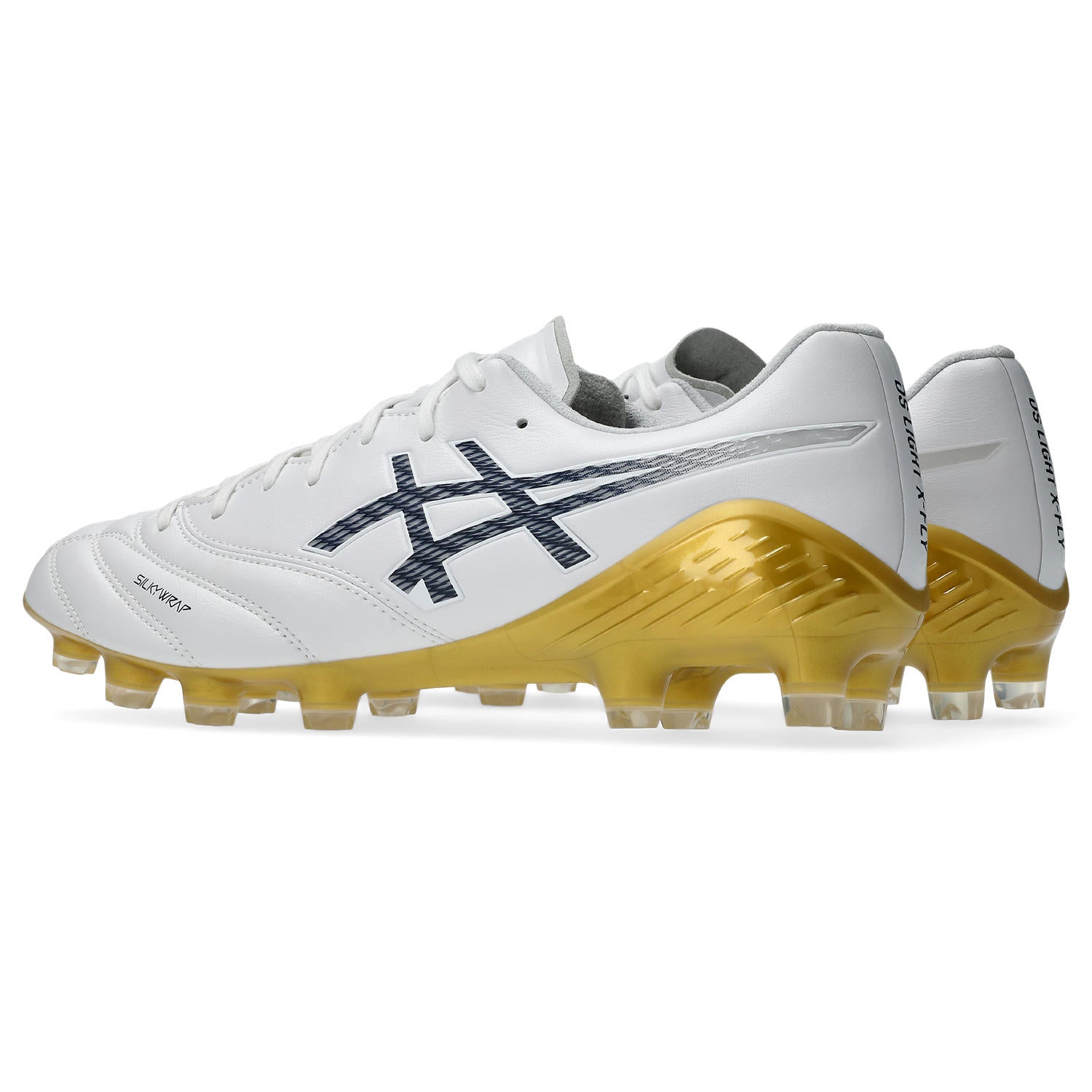 アシックス DS LIGHT X-FLY 6 WHITE MIDNIGHT ASICS サッカースパイク DSライト エックスフライ6 SILKYWRAP エリートモデル 1101a076-103