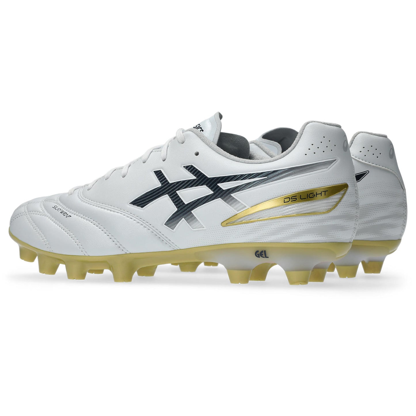 アシックス DS LIGHT PRO WIDE WHITE MIDNIGHT ASICS サッカースパイク DSライト プロ ワイド 幅広 SILKYWRAP fuzeGEL 上位モデル 1103a122-103