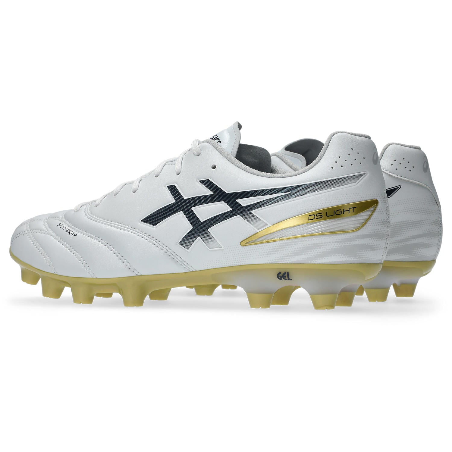 アシックス DS LIGHT PRO WIDE WHITE MIDNIGHT ASICS サッカースパイク DSライト プロ ワイド 幅広 SILKYWRAP fuzeGEL 上位モデル 1103a122-103
