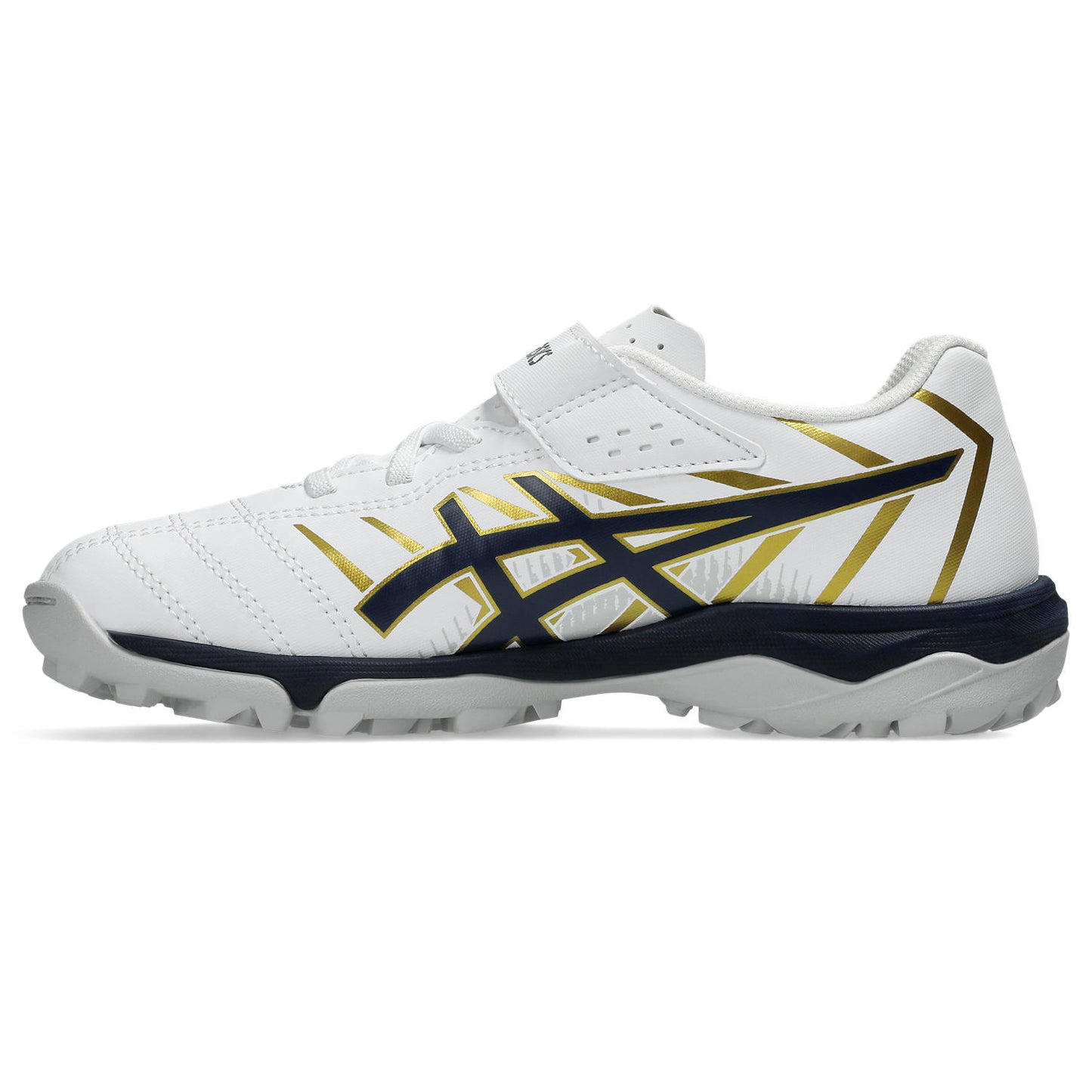 アシックス JUNIOLE 7 TF WHITE MIDNIGHT 103 ASICS ジュニア トレーニングシューズ サッカー キッズ ターフシューズ ベルトタイプ 土 人工芝 1104a056-103