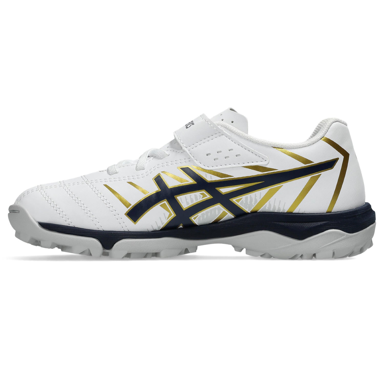 アシックス JUNIOLE 7 TF WHITE MIDNIGHT 103 ASICS ジュニア トレーニングシューズ サッカー キッズ ターフシューズ ベルトタイプ 土 人工芝 1104a056-103