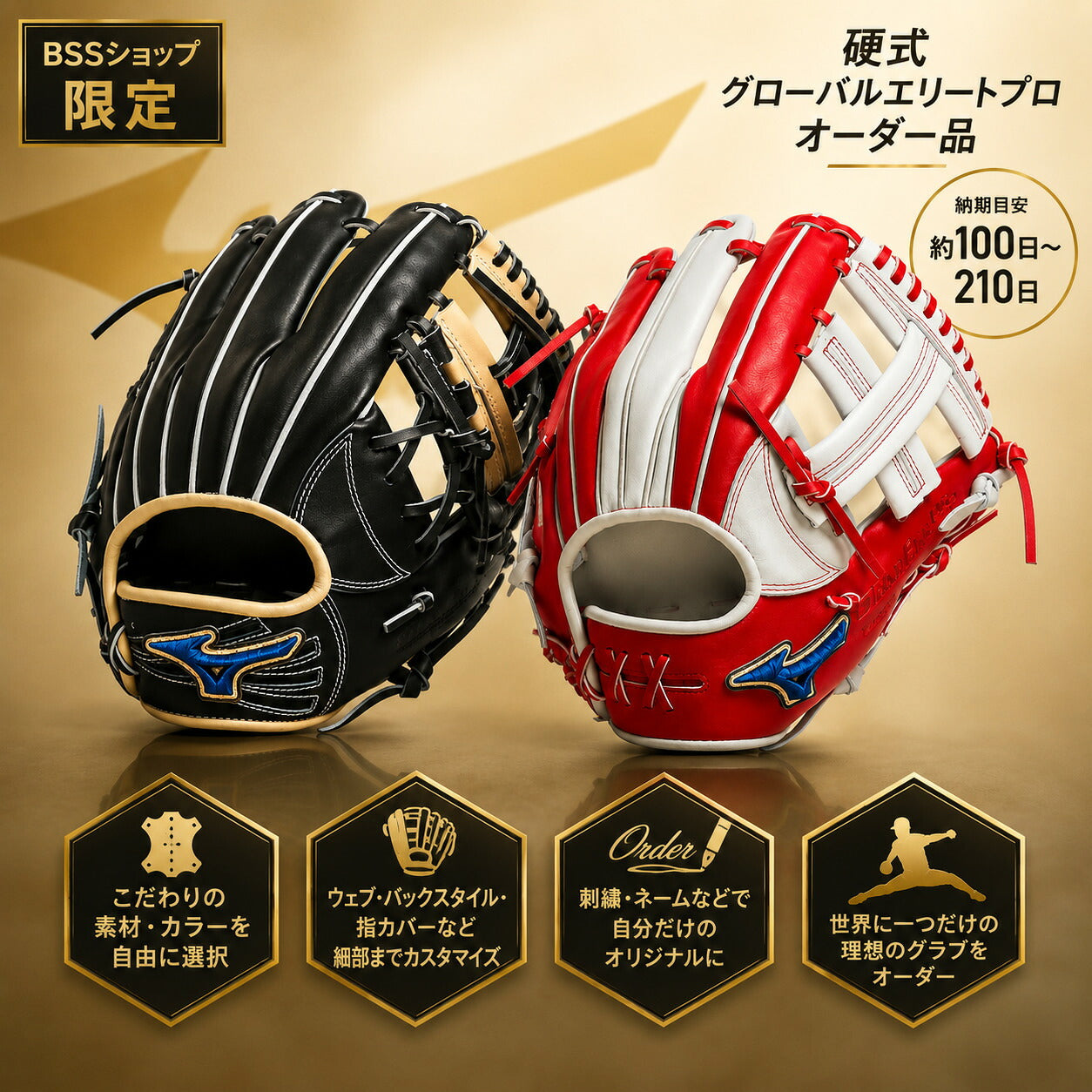 【硬式用グローバルエリートプロ オーダー】ミズノ MIZUNO 硬式用 オーダーグラブ グローバルエリートプロ オーダー 1AJGH74450 Global Elite GE BSSショップ限定 オーダーシミュレーション 野球 グローブ 受注生産 ord-grobalpro