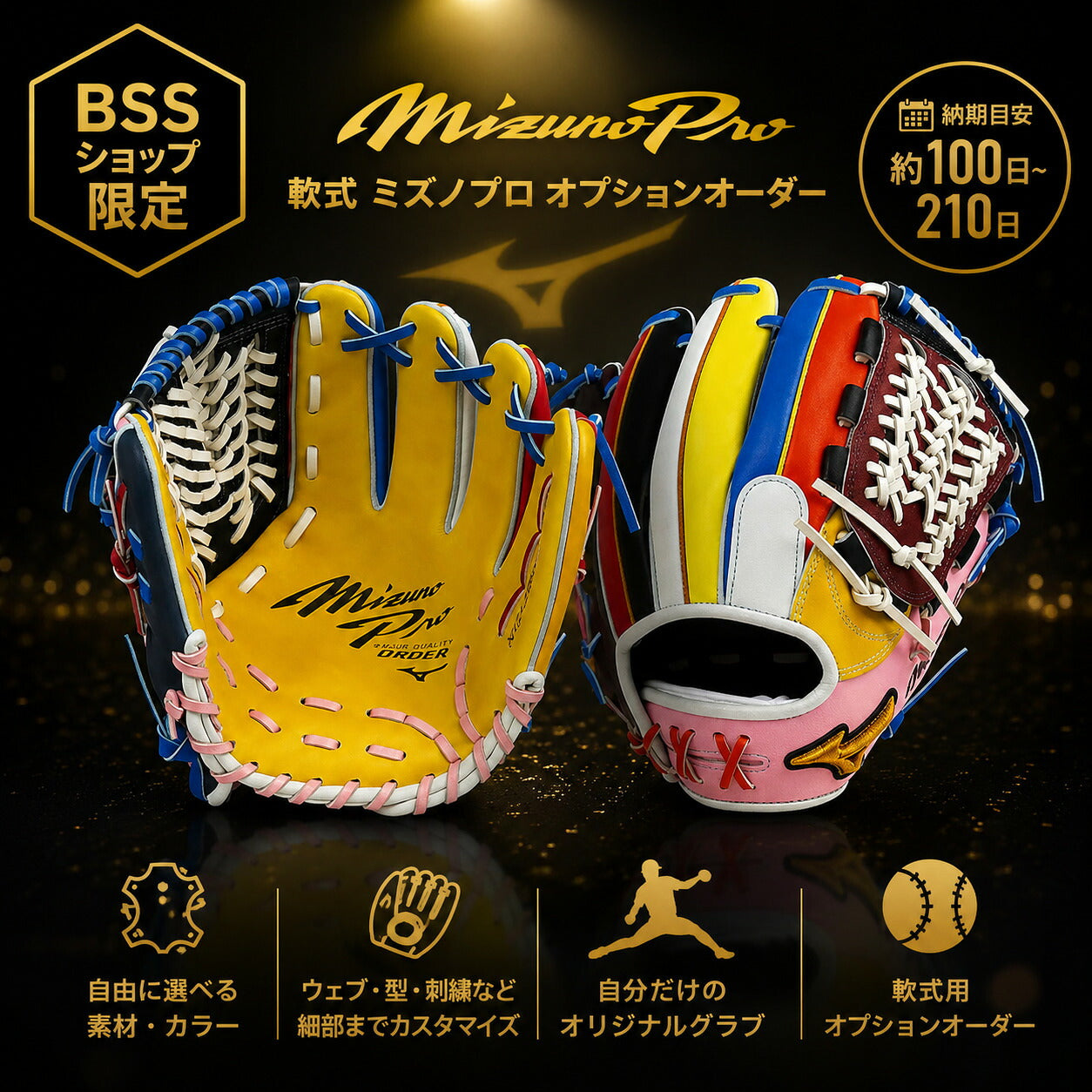 【軟式用ミズノプロ オプションオーダー】ミズノ MIZUNO 軟式用 オーダーグラブ ミズノプロ オプションオーダー 1AJGR84150 1AJGR84151 1AJGR84153 MizunoPro MP BSSショップ限定 オーダーシミュレーション 野球 グローブ 受注生産 ord-mizproop