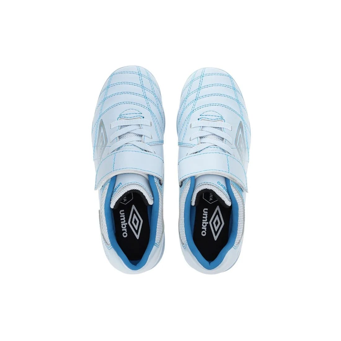 アンブロ アクセレイター SB JR WIDE +GAINA ジュニア サッカー トレーニングシューズ ワイド 幅広 ベルクロ ホワイト ブルー UMBRO 天然芝 人工芝 土対応 uf6fcst4jb